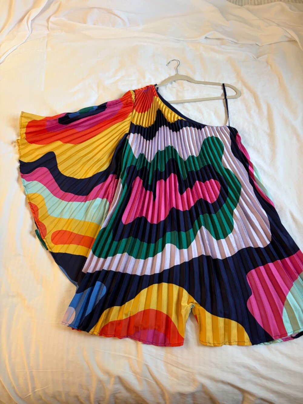 Anthropologie Hutch One-Shoulder Pleated Romper Retro 70s Style Small - Picture 3 of 8